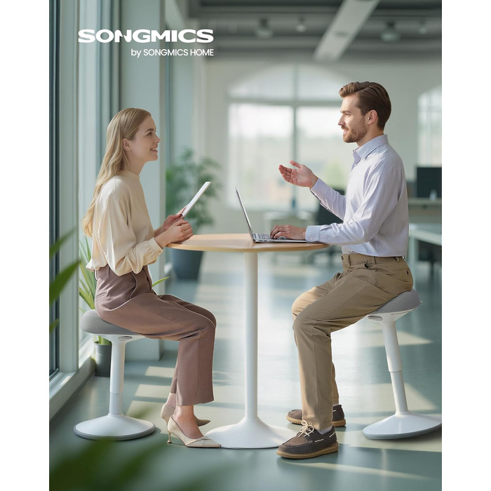 SONGMICS Стілець-табурет для стоячи, регульована висота 48-65.5 см, обертовий, сірий, для офісу та дому (OSC018BH01)