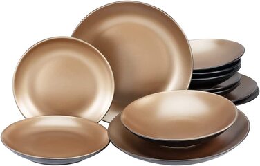 Серія GLAMOUR Gold, набір посуду, Набір тарілок з 12 предметів, чорна мідь, 23600
