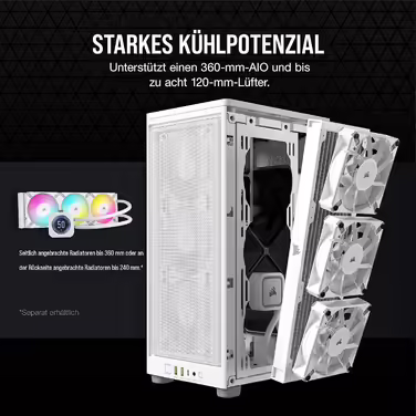 Корпус для ПК Corsair 2000D Airflow Mini ITX, білий, три слоти для GPU, сітчаста сталь, оптимізований для охолодження, сучасні порти на фронті
