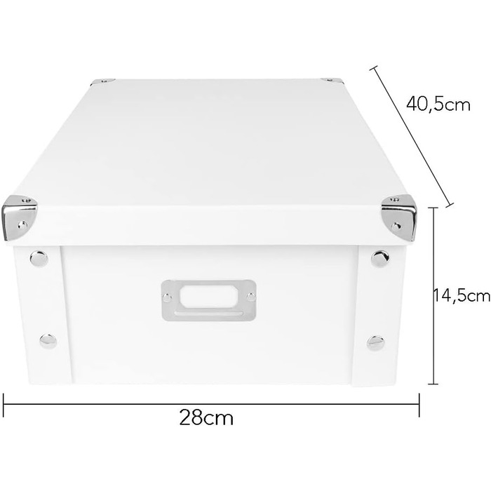 Ідеї з коробками для оздоблення серця Набір з 3 Коробка для зберігання з кришкою складний з картону та металу кожен 40,5 см х 28 см х 14,5 см (білий)