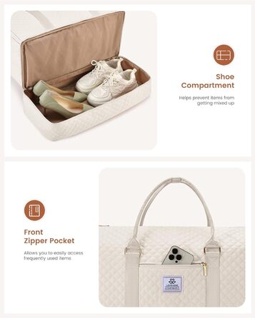 Сумка-органайзер для одягу LOVEVOOK, 53L, 2 шт., бежева. Сумка-рюкзак для подорожей, з містким відділенням для взуття, водонепроникна, для ручної поклажі