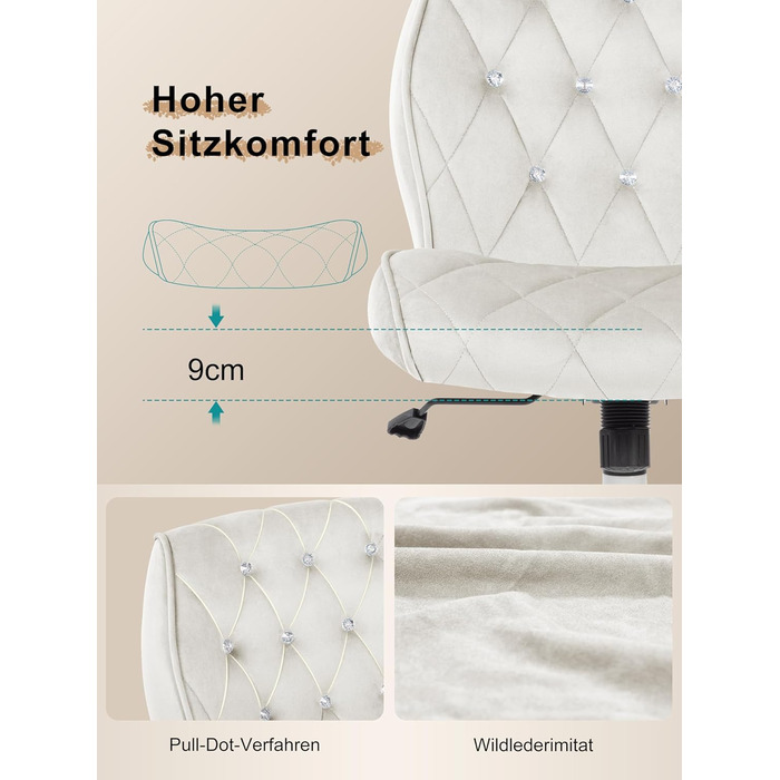 Крісло для дому та офісу Symino з функцією гойдання, обшите штучною замшею, регульована висота, поворотне на 360°, ергономічне, до 150 кг, велике (до 150 кг)