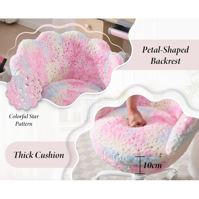 Дитячий стіл-крісло регульоване, поворотне крісло з оксамиту, крісло для навчання для дівчаток, кольоровий рожевий