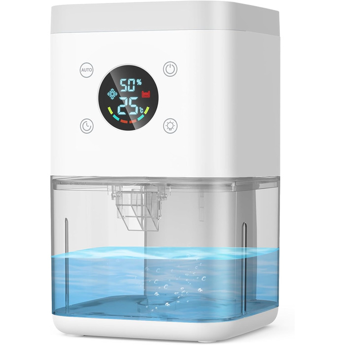 Електричний осушувач повітря 1800 мл, тихий, з функцією автоматичного відтавання, очищення повітря та захист від вологи, для спальні/ванної кімнати - білий