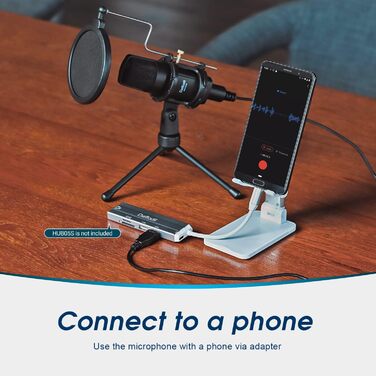 Daffodil MCP200 USB Конденсаторний мікрофон: для стрімінгу, подкастів, запису голосу. Комплект з поп-фільтром, антишоком та підставкою. Сумісний з PC, Mac.