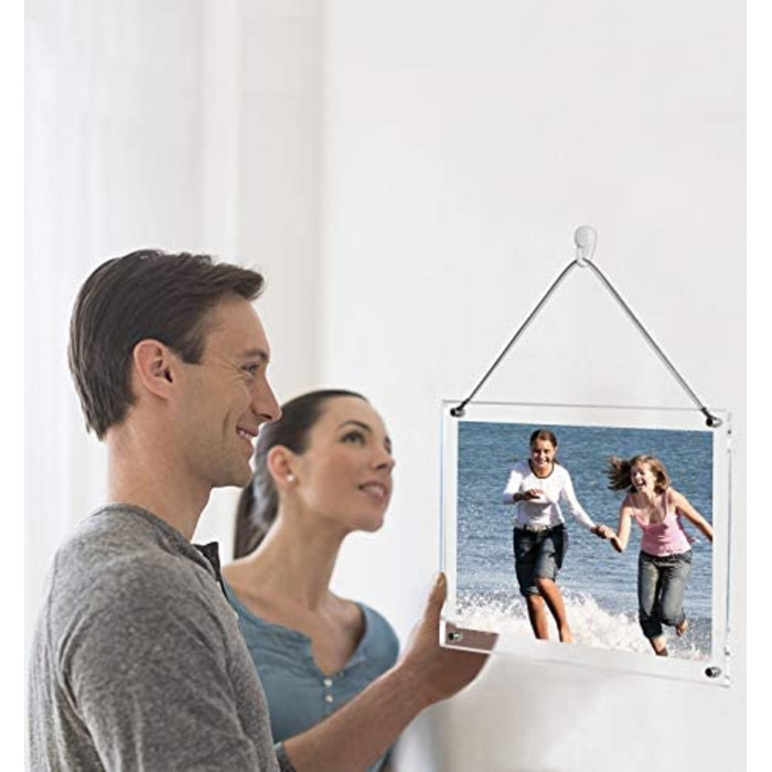 Рамка для фотографій HIIMIEI без рамки акрилова двостороння Фоторамка UV-Schtz для фотографій, рамка для фотографій без рамки для сімейних фотографій весільні фотографії та дитячі фотографії-прозорий (A5)
