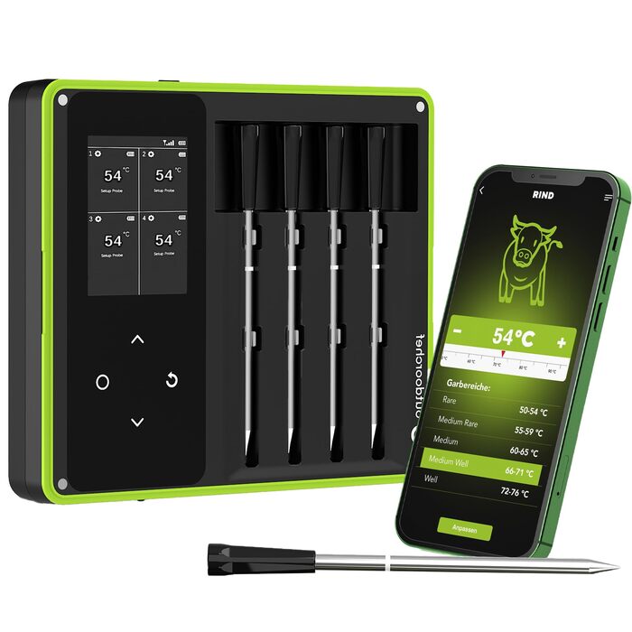 Термометр для гриля Outdoorchef Easy Check Quadro з Bluetooth, 4 датчики, 200м, для миття в посудомийній машині, з магнітною док-станцією