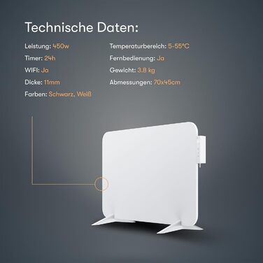 Інфрачервовий обігрівач BR Bringer 450W з Wi-Fi, термостатом та пультом, для дому та офісу (білий)