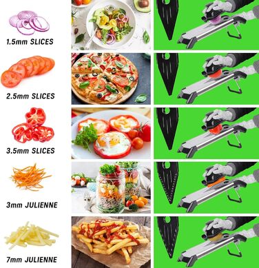 Машхом Мультиінструмент для нарізки овочів 5-в-1, Mandoline з нержавіючої сталі, тертка для овочів, фруктів, картоплі, помідорів, цибулі, 40см, з рукавичками