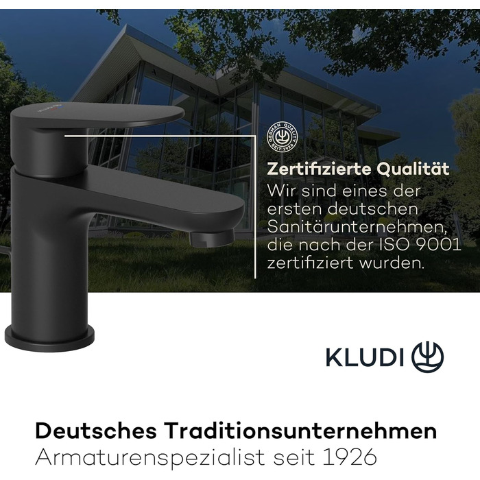 Змішувач для ванни KLUDI-X1 з ручкою-витяжкою, висота зливу 75 мм, хромований, з виливним водозбіром, для ванни, керамічний картридж, акумулятор, чаша для води з підключеннями (S, чорний матовий)