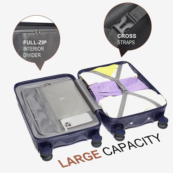 Набір валіз Sea Choice Hardshell 5шт: M, L, XL, + сумка та органайзер, TSA замок, 4 колеса, Рожеве золото (Dunkelblau)