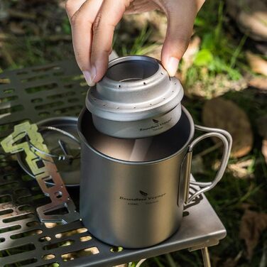 iBasingo Titan Alkoholkocher Spirit Herd з кріпленням - портативний газовий пальник для кемпінгу, пікніків та трекінгу Ti2001C