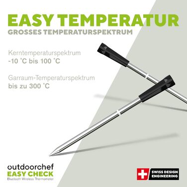 Термометр для гриля Outdoorchef Easy Check Quadro з Bluetooth, 4 датчики, 200м, миюча посудомийній машині, з магнітною док-станцією