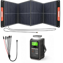 Портативна електростанція 192Wh LiFePO4, 140W USB-C, сонячний генератор 180W для кемпінгу, подорожей, надзвичайних ситуацій (196Wh+100W)
