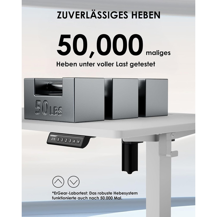 Електричний регульований стіл ErGear 140x70 см з пам'яттю, для дому та офісу, з кріпленням