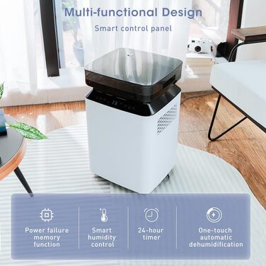 Електричний осушувач повітря Kalopsia: 50 л/день для підвалу та квартири - резервуар 8 л, 120 м², 46 дБ, автоматичне осушення, зливний насос та таймер 24 години, чорний