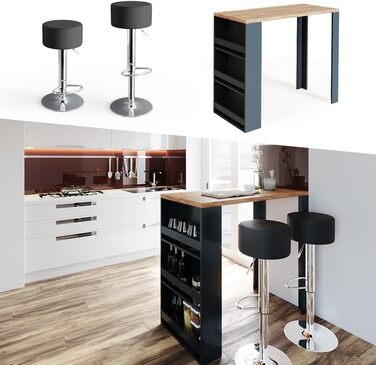 Набір барний стіл і табурети Vicco Bartisch-Set, 117 x 57 см, дуб