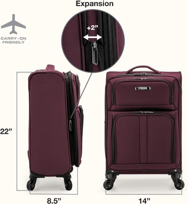 Чемодан U.S. Traveler Anzio Softside Розширюваний Spinner, 22 дюйми, блакитно-зелений