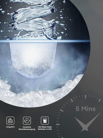 Льодогенератор Fohere 14 кг/24 год, швидке виробництво льоду (5 хв), 2 розміри кулеподібного льоду, самоочищення, з ручкою, лопаткою та кошиком для вечірок, офісу, кемпінгу - Чорний