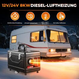 Дизельний автономний опалювач 8kW з пультом керування та додатком, 12V/24V для авто, RV, човнів, вантажівок, LCD-дисплеєм (в стилі ящику)