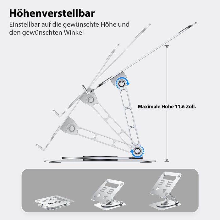 Підставка для ноутбука CreaDream: регульована, 360° обертання, для 10-17