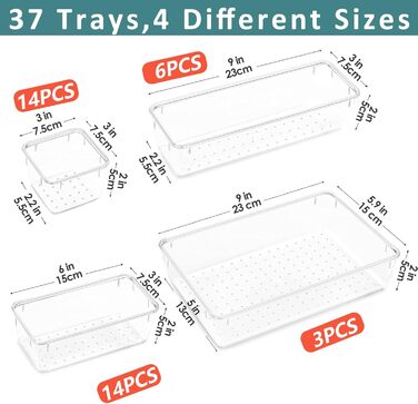Органайзер для ящиків CLUHERTVY, 4 розміри, прозорий пластик, для туалетного столика, ванної кімнати, кухні, офісу, шафи