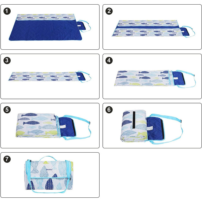 Флісова водонепроникна ковдра для пікніка SONGMICS GCM61C, (світло-блакитна, 195 x 150 см, одномісна)