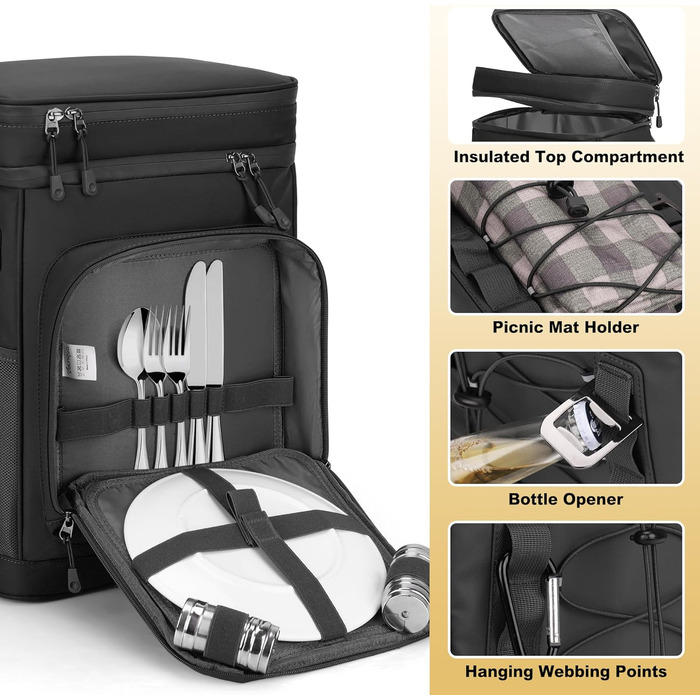 Терморюкзак охолоджуючий, 30L, водонепроникний, для пікніка, пляжу, кемпінгу, відпочинку на природі (зелений/чорний)