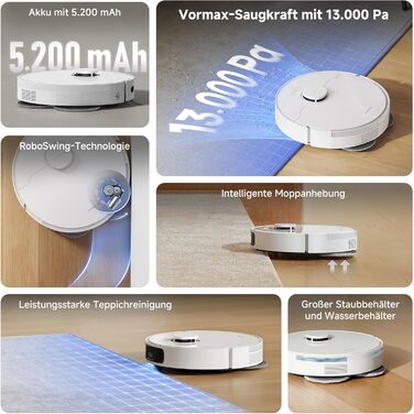 Робот-пилосос Dreame L10s Pro Gen3: потужність 13000 Pa, DuoBrush для шерсті тварин, унікальна система очищення кутів, автоматичне самоочищення, уникнення перешкод LDS-навігацією з лазером, суха та волога прибирання, для твердих підлог та килимів, акумуля