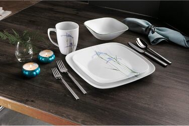 Набір посуду Corelle Simple Sketch, 16 предметів, стійкий до уламків і ударів, чорний, для 4 осіб