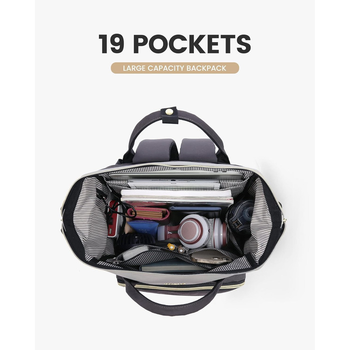 LOVEVOOK Рюкзак для жінок великий, шкільний рюкзак вологостійкий з відділенням для ноутбука, сумка для роботи, рюкзак для подорожей, ручна поклажа для літака, для університету, подорожей, бізнесу, світло-сірий