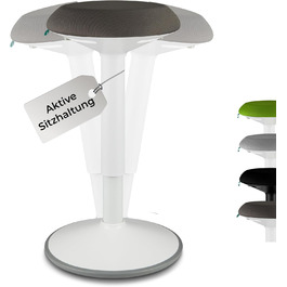 Високий пуф Standup.Today Ella (Білий/Зелений) – регульована висота 55-80 см – ергономний пуф для офісу та дому – пуф з ефектом гойдання – пуф для робочого столу (Білий/Темно-сірий)