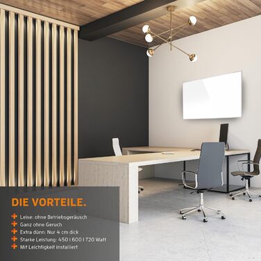 Інфрачервовий обігрівач KAISER® 450W з LCD-дисплеєм - панельний обігрівач для дому, офісу та ванної кімнати. Можливість настінної/стельової/мобільної установки, термостат, пульт ДУ, енергозберігаючий.