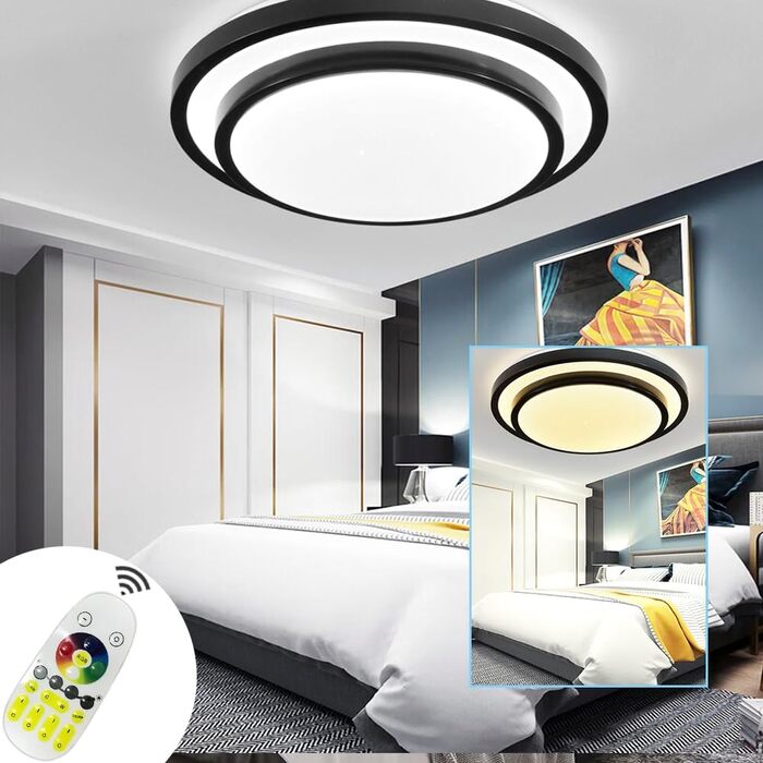 Світлодіодна стельова лампа Dimmable Crystal Starlight стельова лампа енергозберігаюча лампа для передпокою вітальні спальні кухні офісу (тип D-60w Rgb), 72W
