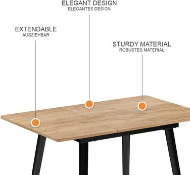 Розкладний стіл Vicco Esstisch Beaver з ефектом золотого дуба/чорного кольору, 80 x 70 см, для їжі та роботи