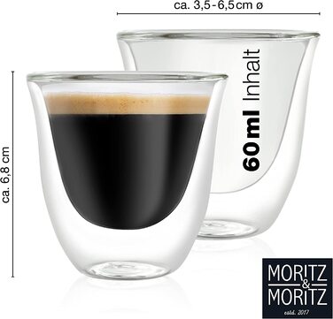 Склянки для еспресо Моріца і Моріца Наполі об'ємом 60 мл з подвійними стінками-скляні чашки для еспресо для гарячих і холодних напоїв - можна мити в посудомийній машині (6)