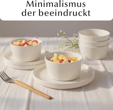 Набір посуду Miamio для 8 осіб (24 шт.) з кераміки, сучасний дизайн, безпечний для миття в посудомийній машині та використання в мікрохвильовій печі, білий, преміум-якість