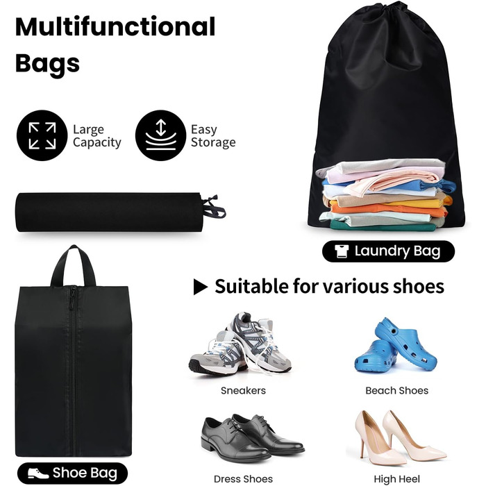 Набір органайзерів для одягу в дорогу Packing Cubes для валізи, 10 шт, легкі дорожні органайзери для подорожей, чорні