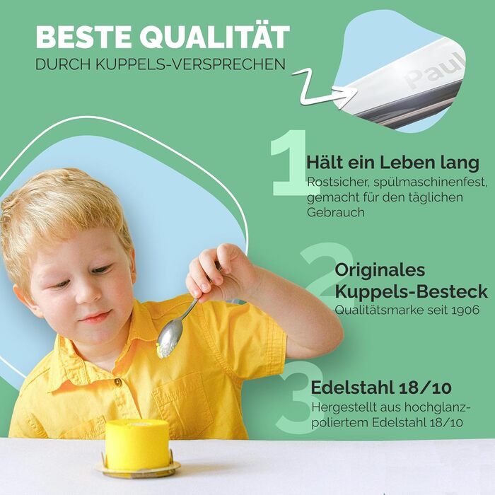 Персоналізований дитячий столовий набір Kinderbesteck з гравіюванням імені – ідеальний подарунок для хлопчика, 3 роки, набір столових приборів з нержавіючої сталі