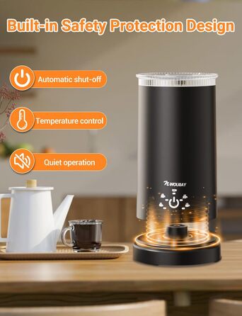 Електричний спінювач молока 5-в-1 600W з антипригарним покриттям. Підходить для приготування гарячого та холодного молочного пін, какао, лате, капучино. Чорний.