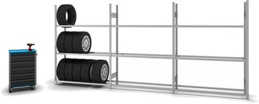 Регало для шин PROREGAL: міцна металева полиця для гаража, 200x100x40 см, 3 рівня, вантажопідйомність 150 кг, оцинкована