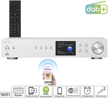 Радіо Цифровий Wi-Fi HiFi тюнер інтернет радіо, DAB, Bluetooth, Silver (DAB ресивер, підсилювач)