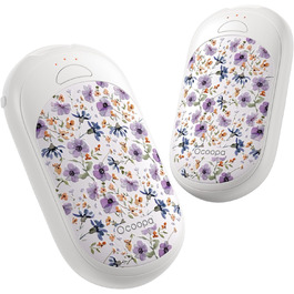 Електричні грілки для рук OCOOPA 2 шт. з магнітом, 5000mAh, 3 режими нагріву, компактні, для рукавичок, сумки, зимові аксесуари, подарунок, фіолетовий/білий (Ocoopa x Artist in Bloom)