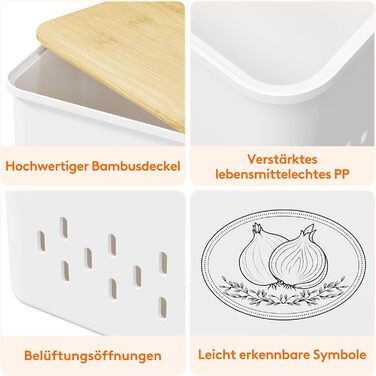 Коробка для зберігання картоплі та овочів Lifewit - набір з 3 шт. (білий)