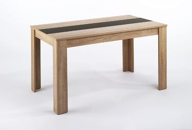 Обідній стіл byLIVING Nori: сучасний дизайн, ефект дуба, вставка в кольорі чорного або білого, розмір 160x90 см, висота 75 см