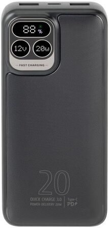 Вт, LCD дисплей, USB-C, 1 вхід, 3 виходи, 2585 Powerbank 30000mAh, QC/PD 20