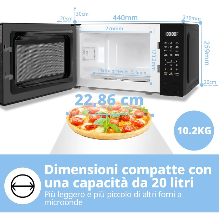 Мікрохвильова піч Comfee CM-E202CC(BK) 20 л, 700 Вт, 6 автоматичних програм, розморожування, чорна