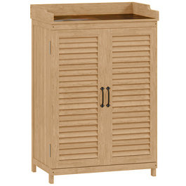 Сховище для садової техніки з робочою поверхнею, жовтий, 65,5 x 40 x 98,5 см