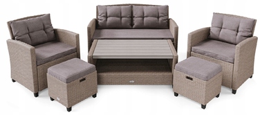 Комплект садових меблів з техноротанга Di Volio Firenze DV-016GF, бежевий, 6 предметів