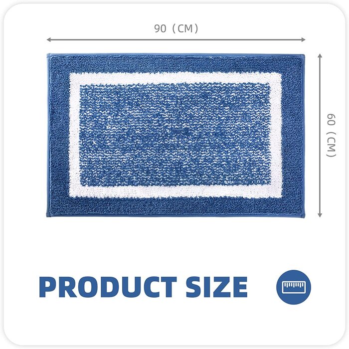 Килимок для ванної кімнати COLOR&GEOMETRY 60 x 110 см, антиковзкий, швидковисихаючий, для ванни, душу, пральні (темно-синій)